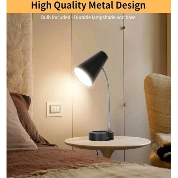RUNTOP Desk Lamp, Black Desk Lamps for Home Office, LED Desk Light with USB Port - Picture 5 of 8